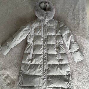Kate Spade Puffer with Faux Fur Hood (detachable) - light gray size XL
